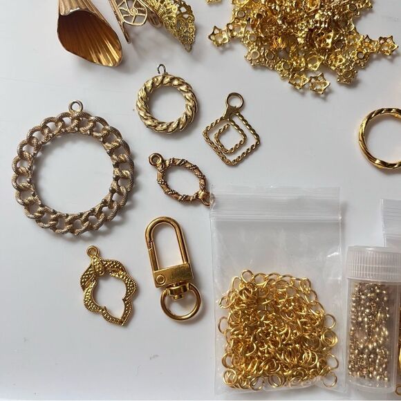 Gold Metal Jewelry Making Supplies Lot - Picture 7 of 8